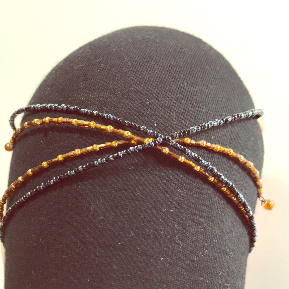 Choker Pair Amber and Graphite Bead